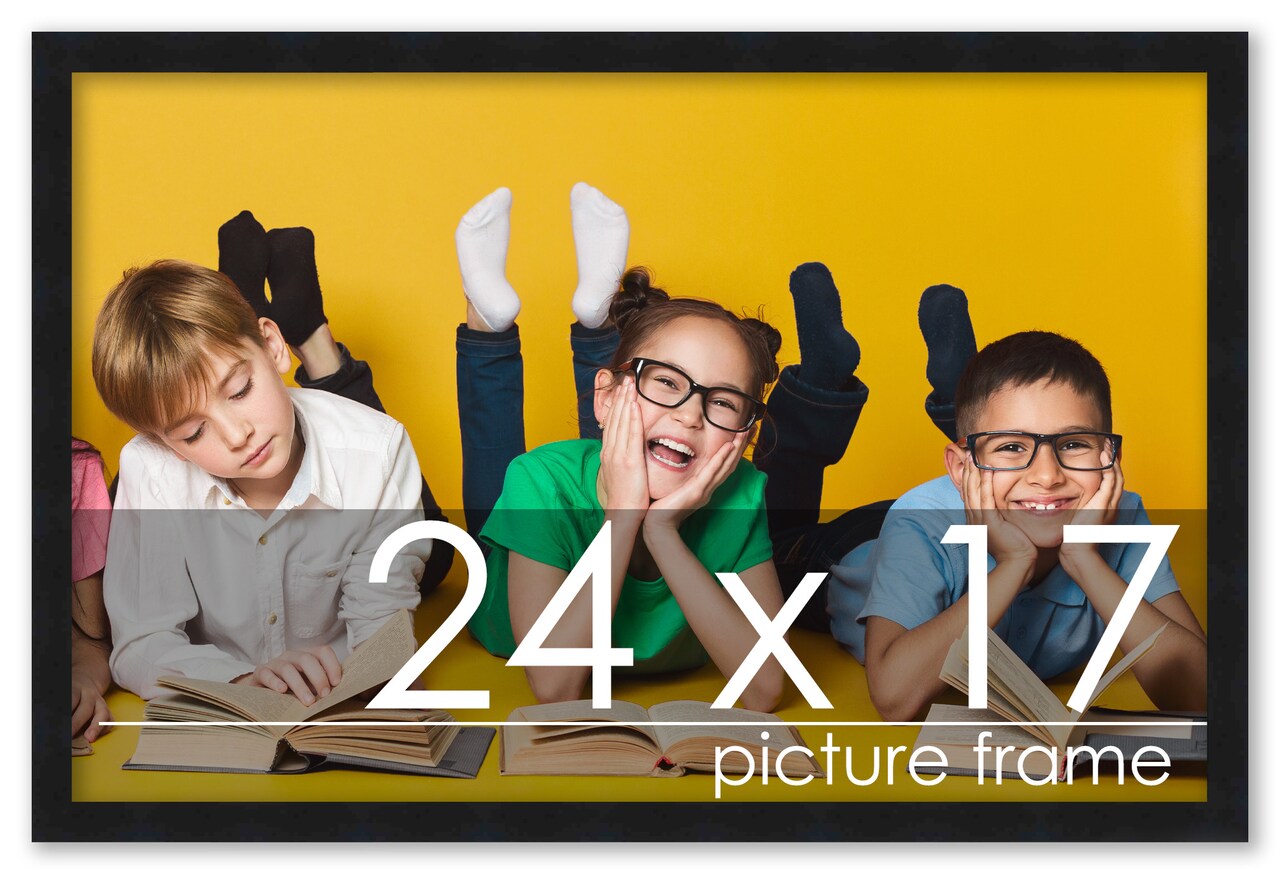 24x17 Solid Wood Picture Frame with UV-Resistant Acrylic & Acid-Free Backing, Available in 6 Finishes: Matte Black, Matte White, Metallic Bronze, Silver, Natural Wood Grain & Mahogany